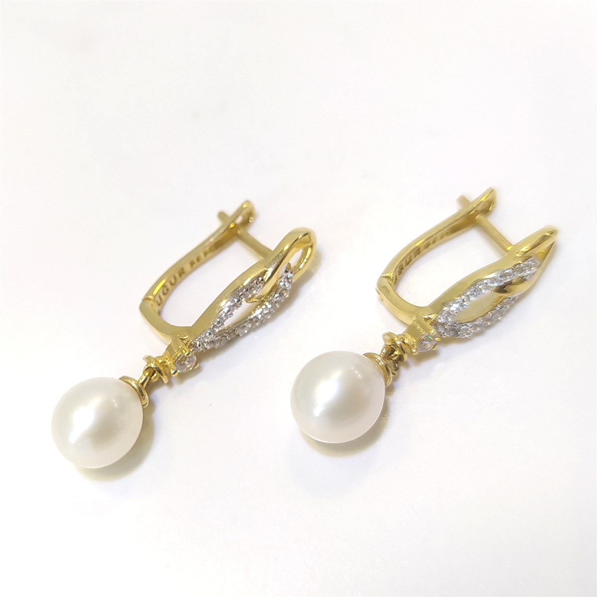 İnci Sallanan Küpe 14 Ayar Altın