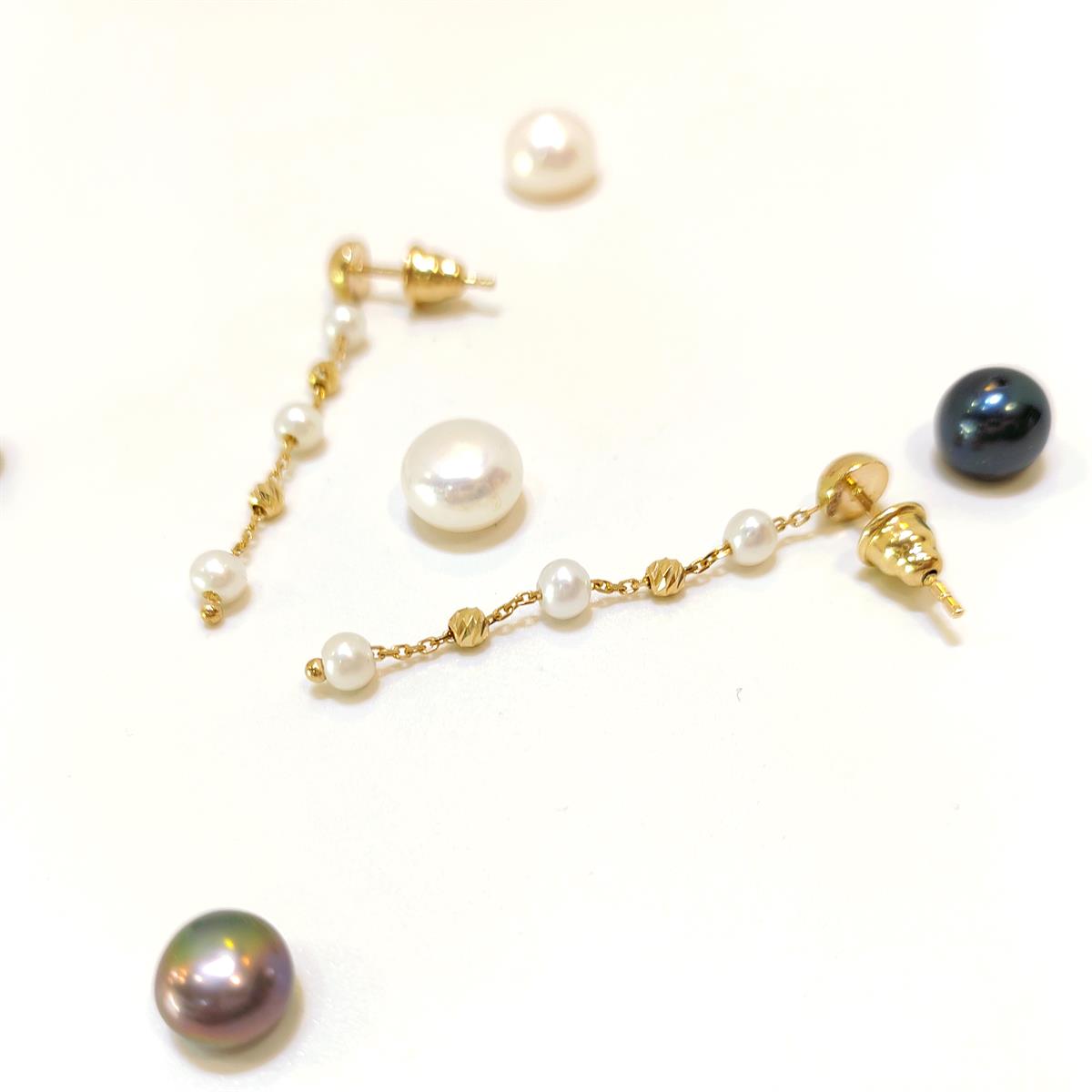 İnci Sallanan Küpe 14 Ayar Altın HD VİDEOLU