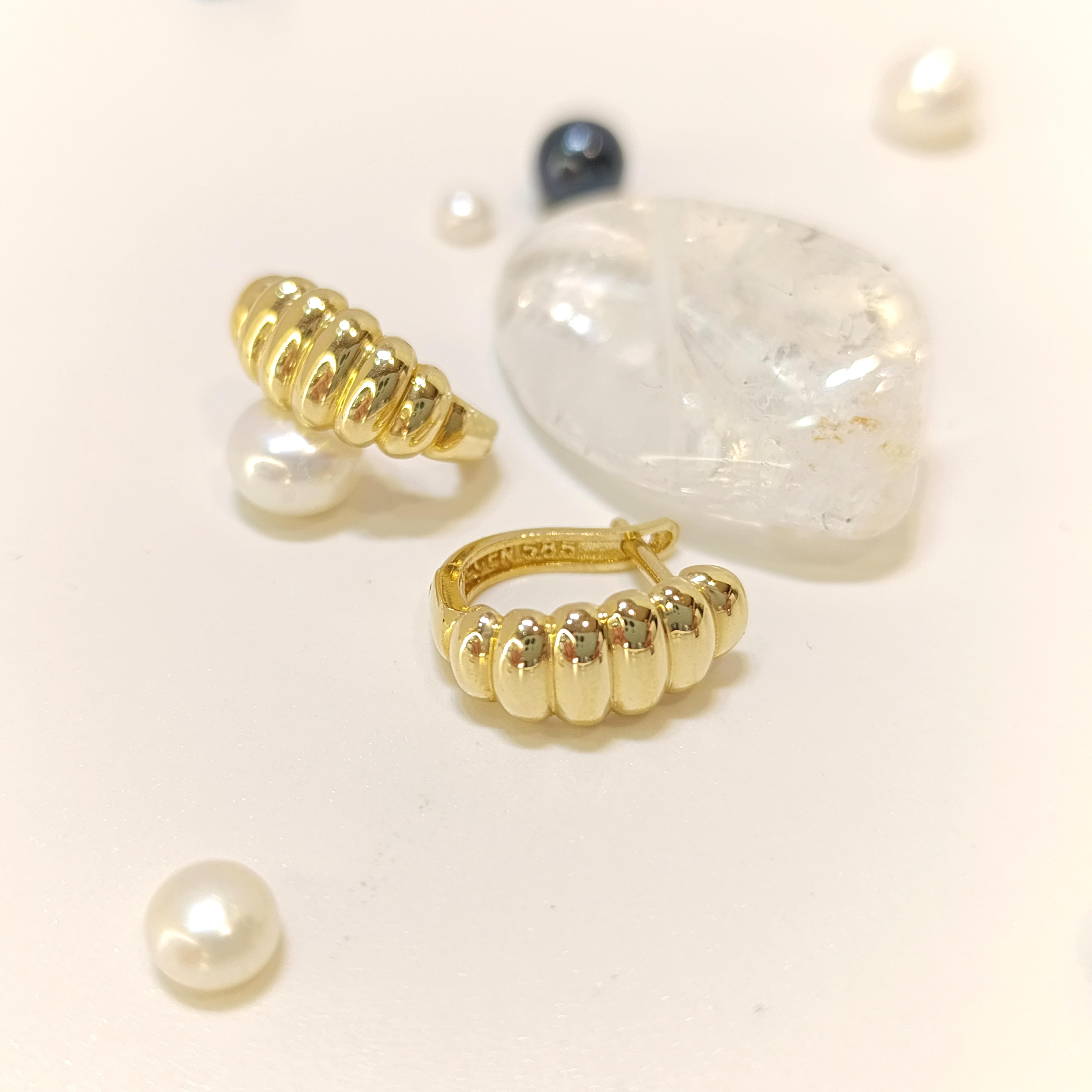 İstiridye Paraşüt Küpe 14 Ayar Altın HD VİDEOLU