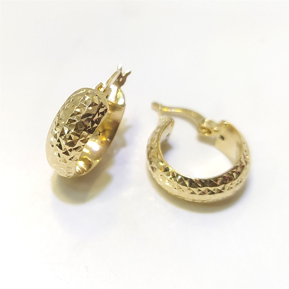 Kalemli Küpe Halka Küpe 14 Ayar Altın