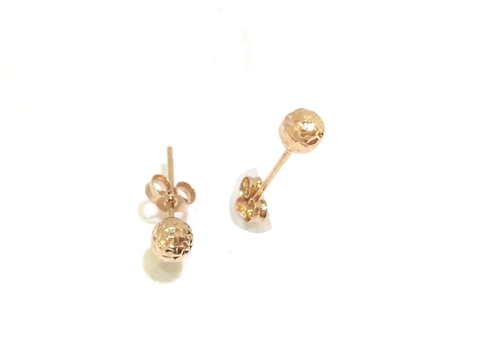 Kalemli Top Vidalı  Küpe  14 Ayar Altın