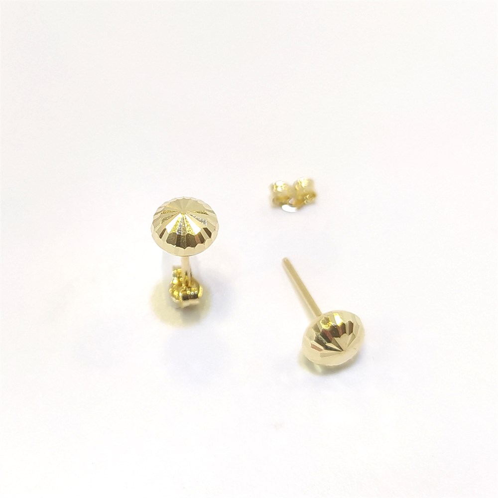 Kalemli Top Vidalı Küpe 14 Ayar Altın