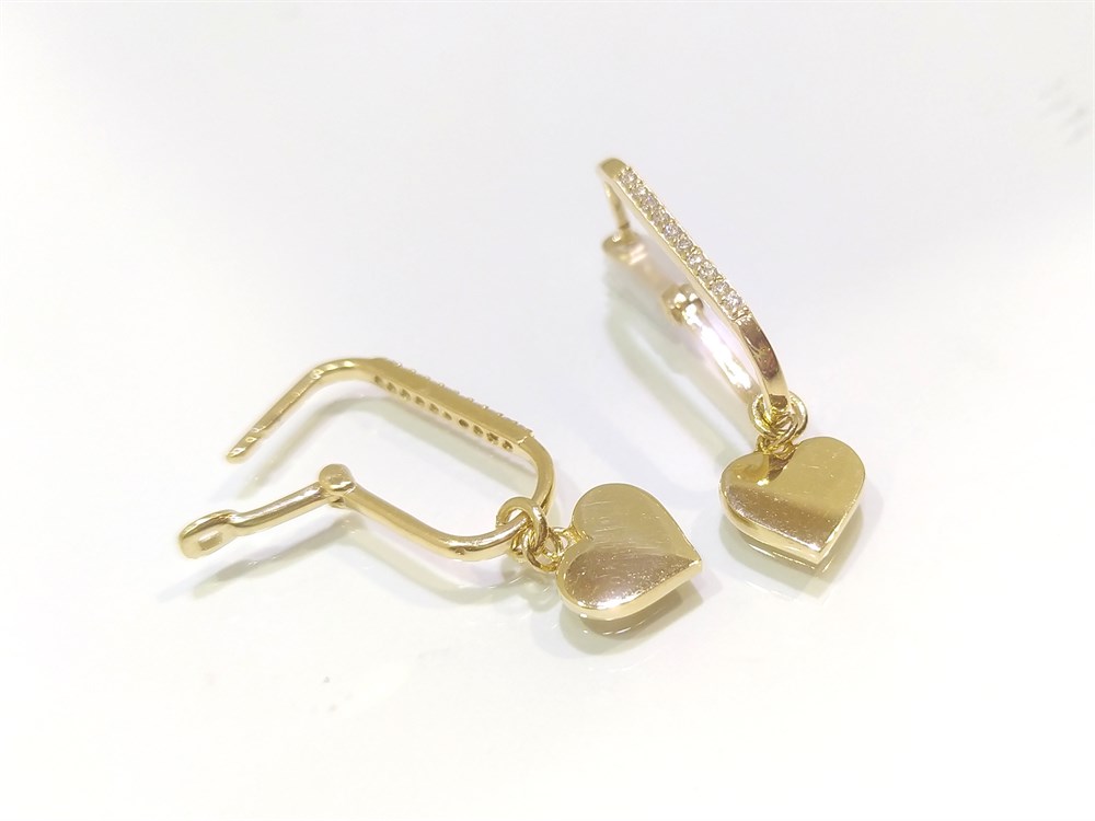 Kalpli Sallanan Halka Küpe 14 Ayar Altın