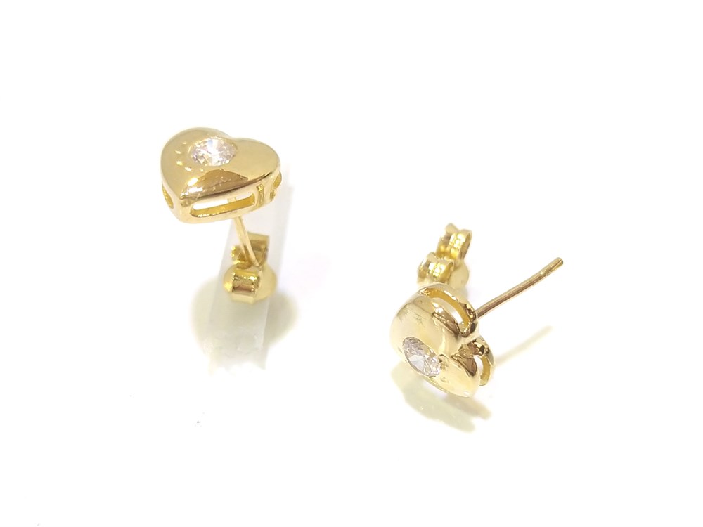 Kalpli Tek TAş Vidalı  Küpe  14 Ayar Altın