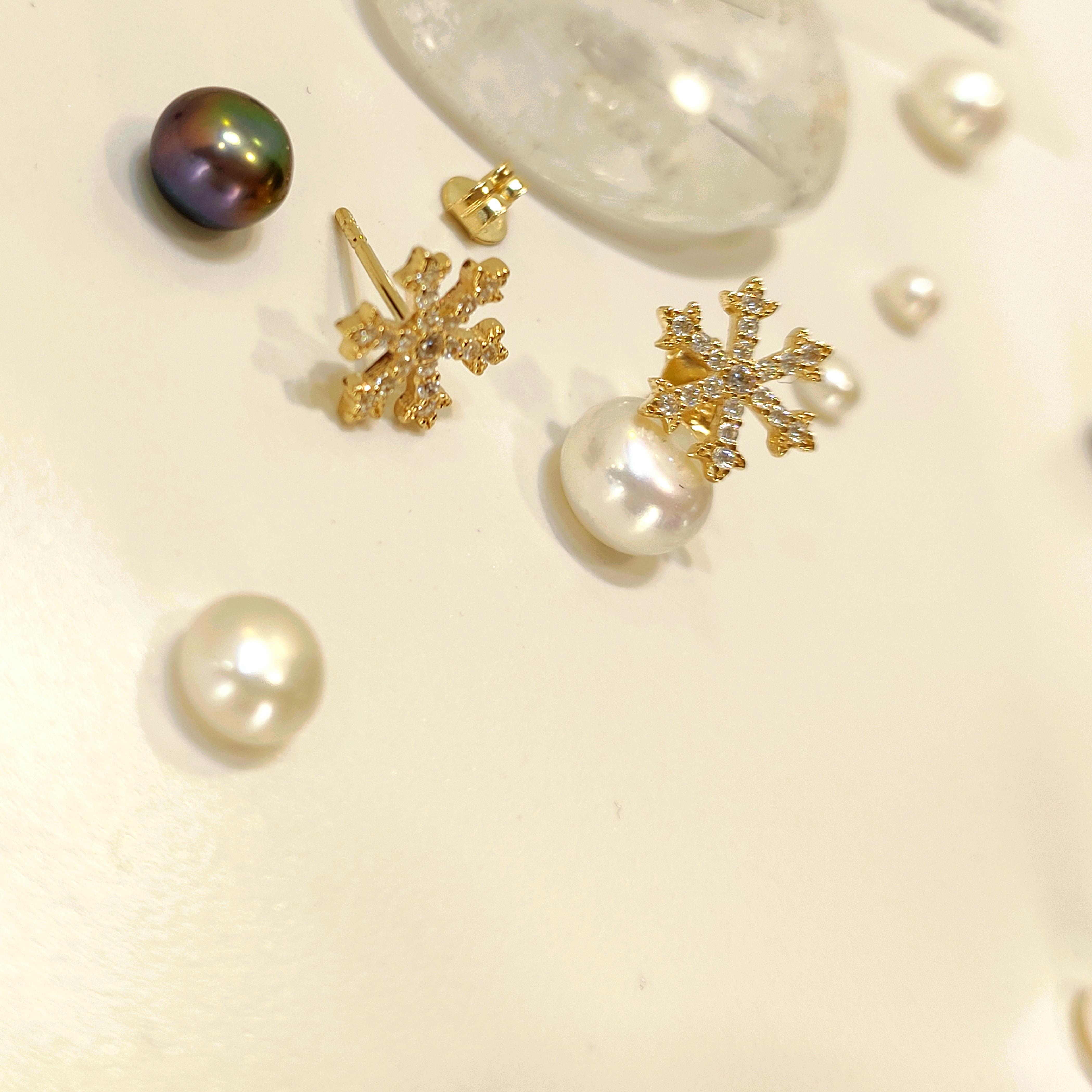 Kar Tanesi Vidalı Küpe 14 Ayar Altın 