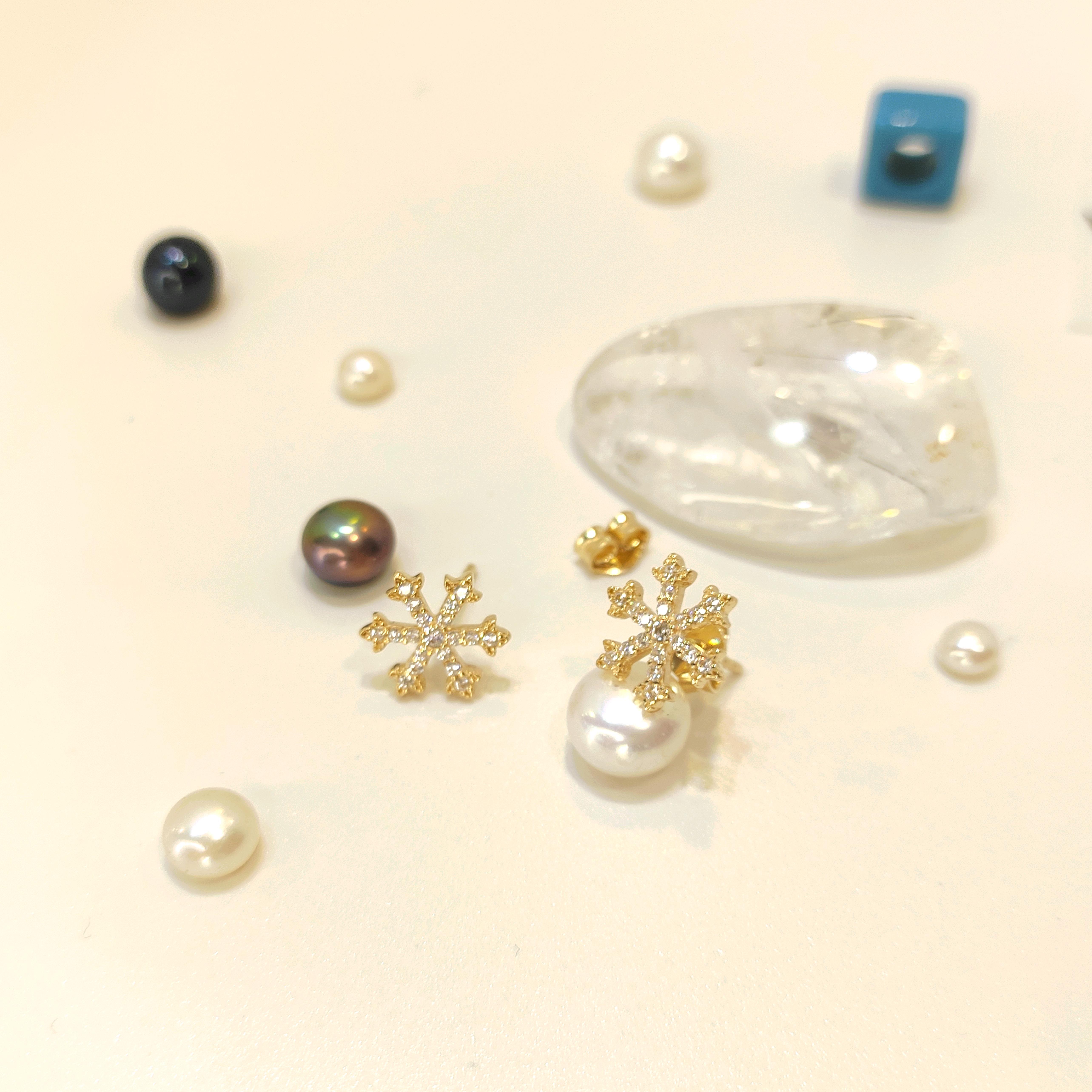 Kar Tanesi Vidalı Küpe 14 Ayar Altın 