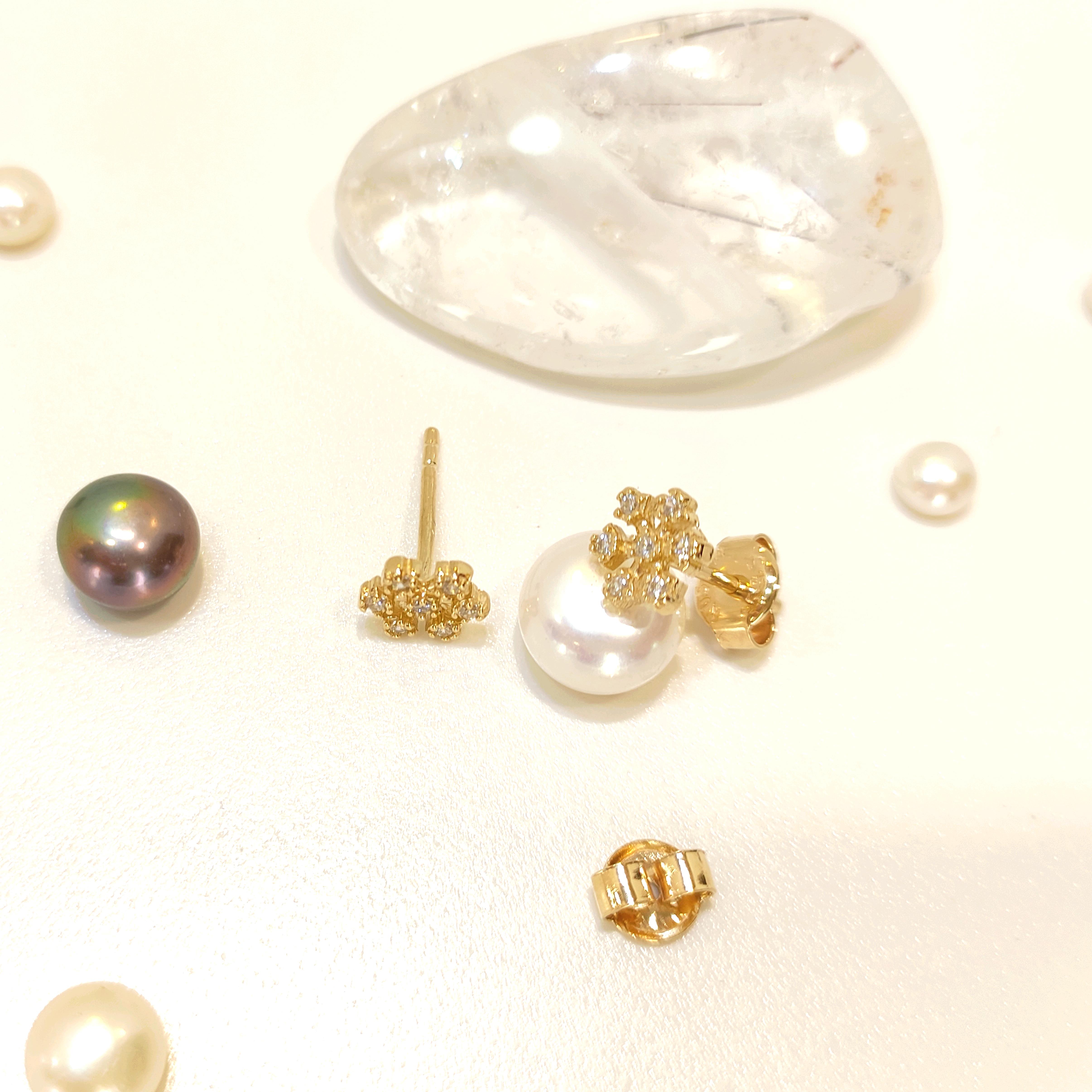 Kar Tanesi Vidalı Küpe 14 Ayar Altın 