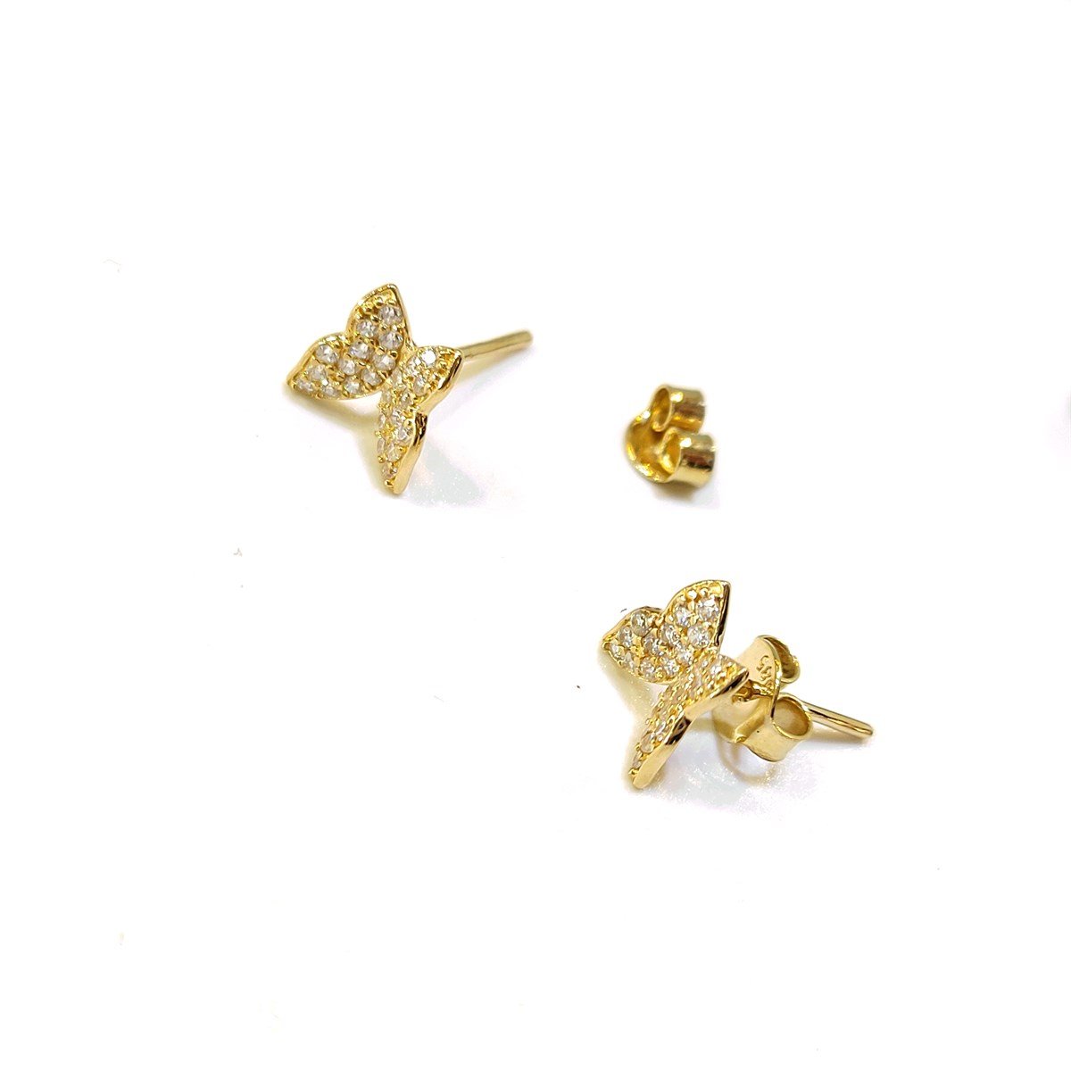 Kelebek Vidalı Küpe 14 Ayar Altın HD VİDEOLU