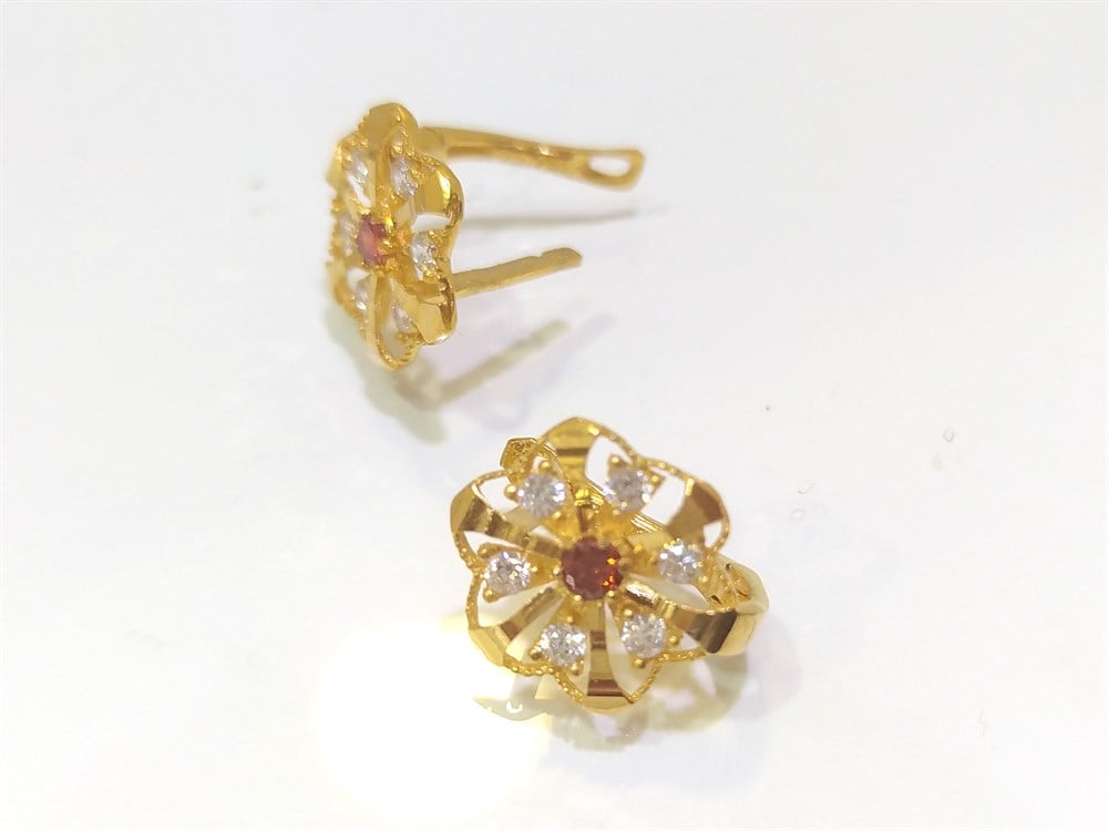 Kırmızı Küpe  22 Ayar Altın