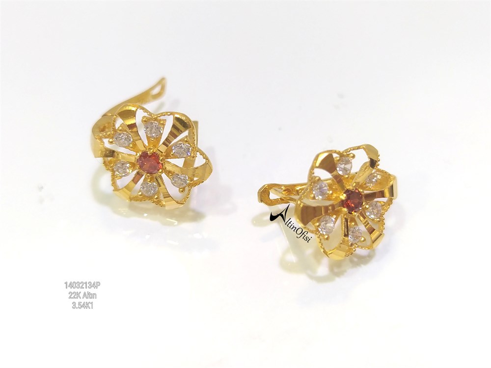 Kırmızı Küpe  22 Ayar Altın