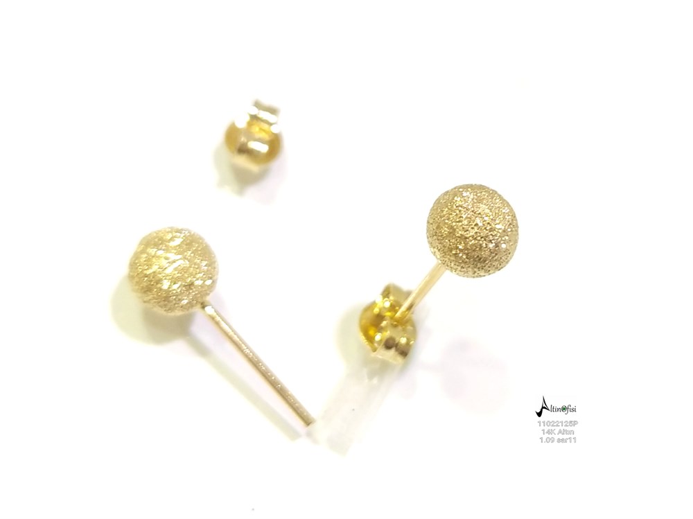 Kumlu Top Küpe  14 Ayar Altın