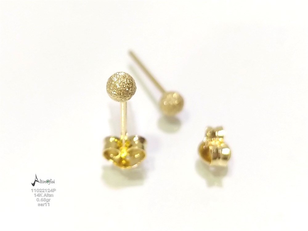Kumlu Top Küpe  14 Ayar Altın