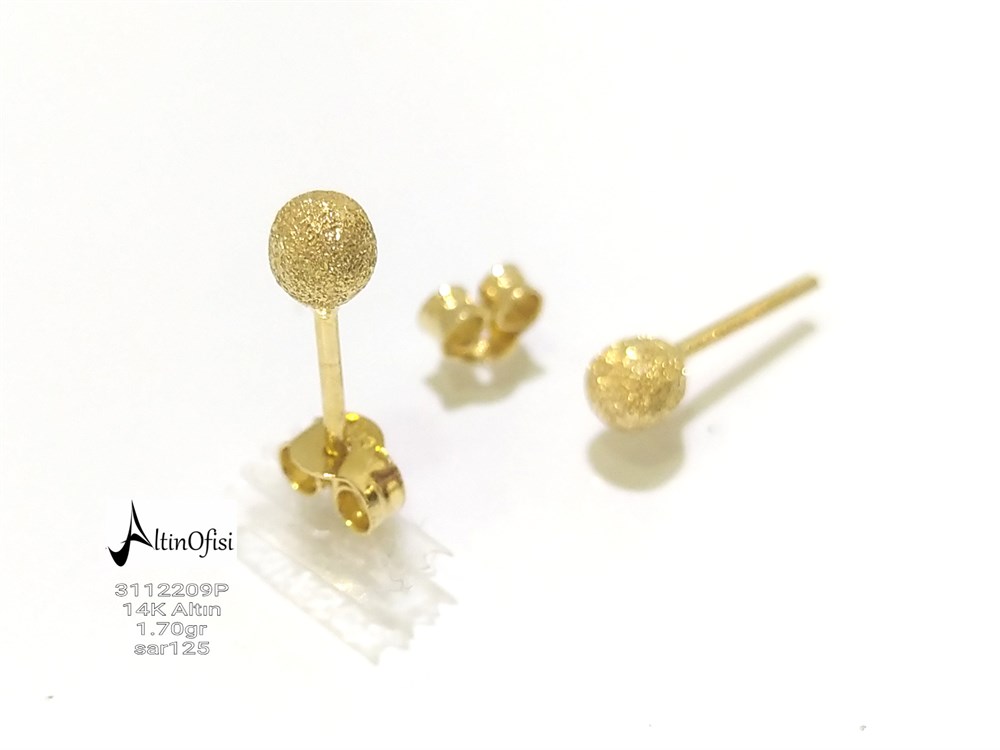 Kumlu Top Küpe  14 Ayar Altın