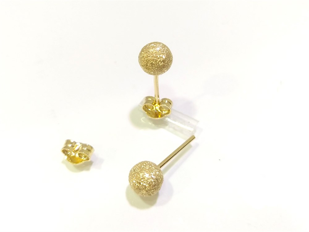 Kumlu Top Küpe  14 Ayar Altın