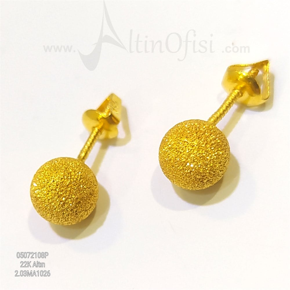 Kumlu Top Küpe  22 Ayar Altın