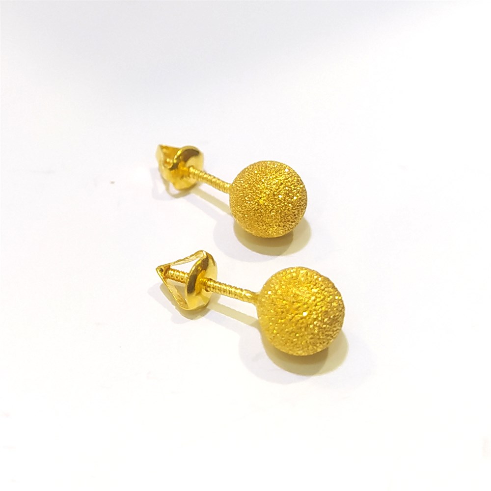 Kumlu Top Küpe  22 Ayar Altın