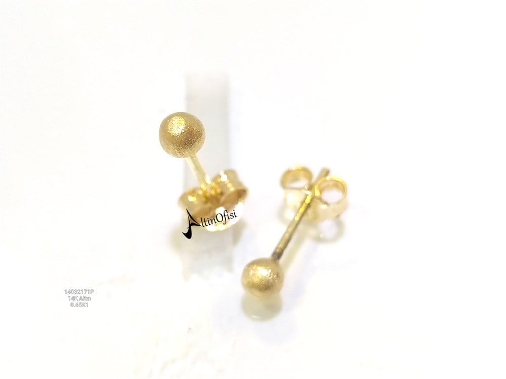 Kumlu Top Vidalı  Küpe  14 Ayar Altın