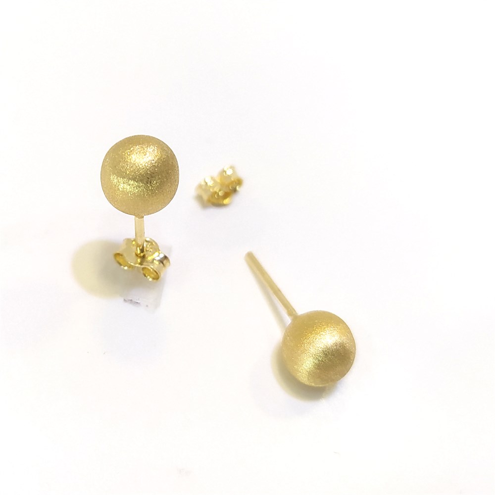 Kumlu Top Vidalı Küpe 14 Ayar Altın