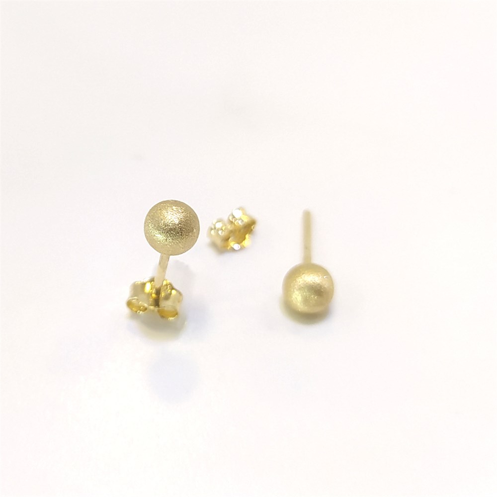 Kumlu Top Vidalı Küpe 14 Ayar Altın