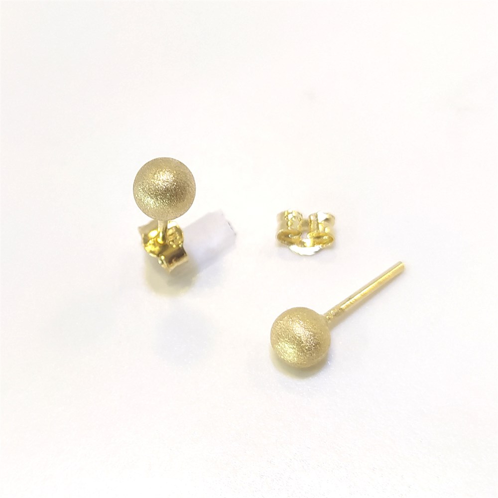 Kumlu Top Vidalı Küpe 14 Ayar Altın