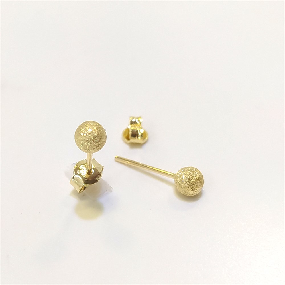 Kumlu Top Vidalı Küpe 14 Ayar Altın