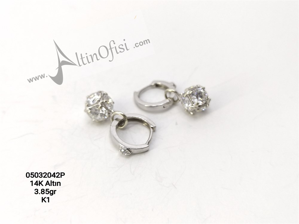 Küp Tek TAş Küpe 14 Ayar Altın