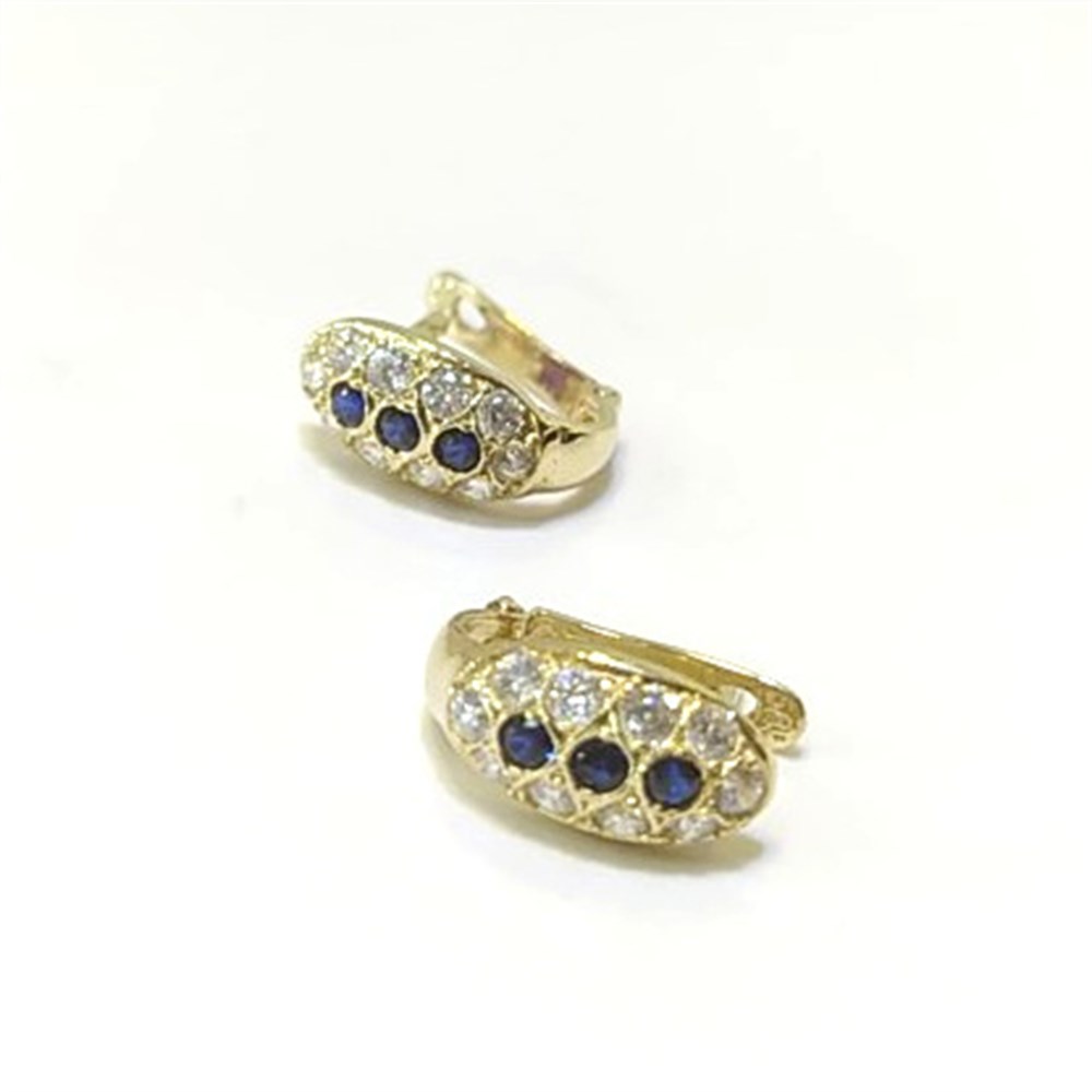 Lacivert Taşlı Küpe 14 Ayar Altın