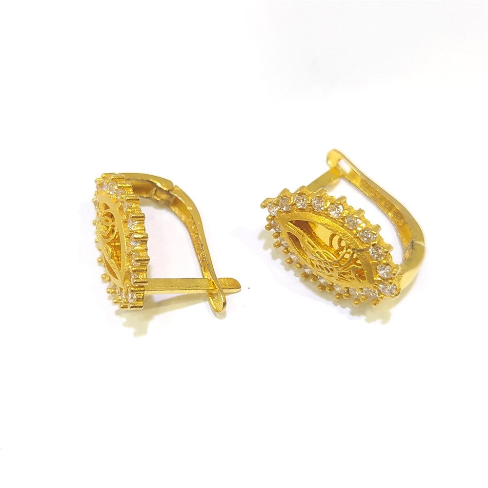 Mekik Tuğralı Küpe 14 Ayar Altın