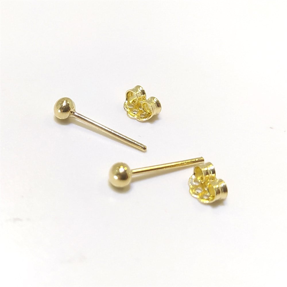 Nokta Top Vidalı Küpe 14 Ayar Altın