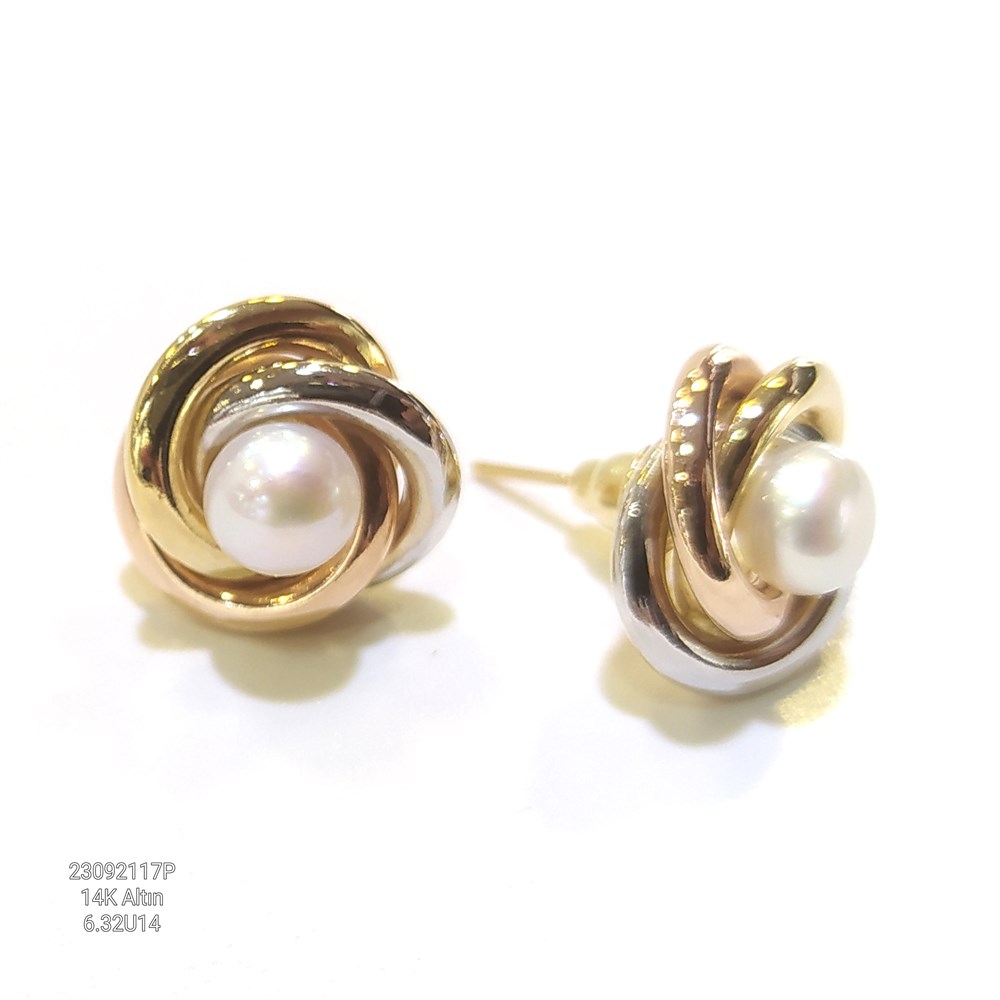 Olimpiyat İnci Küpe 14 Ayar Altın