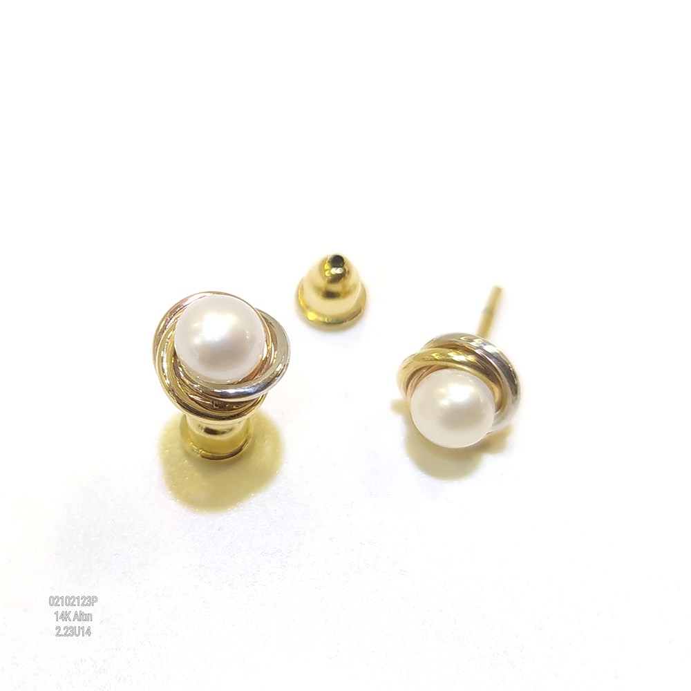 Olimpiyat İnci Küpe 14 Ayar Altın