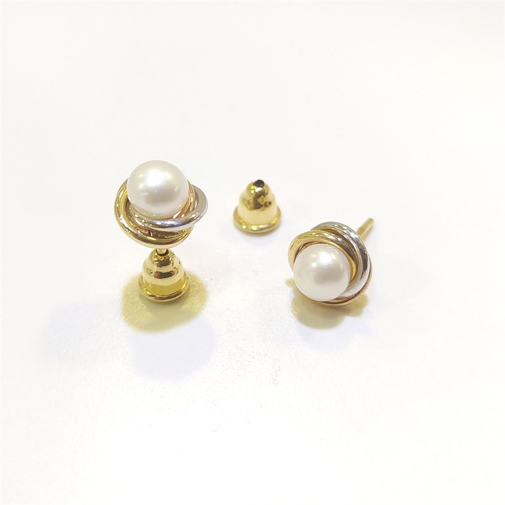 Olimpiyat İnci Küpe 14 Ayar Altın