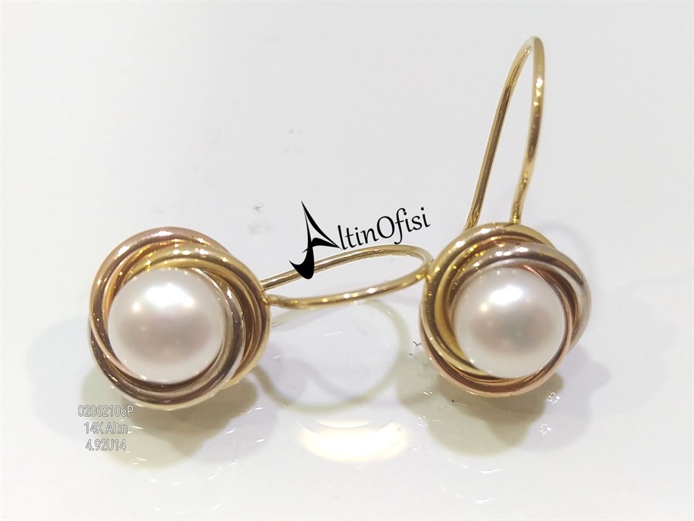 Olimpiyat  İnci Küpe 14 Ayar Altın