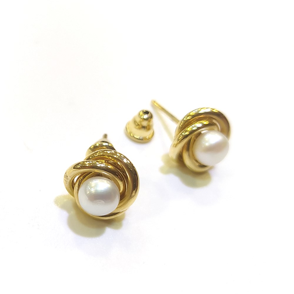 Olimpiyat İnci Küpe 14 Ayar Altın