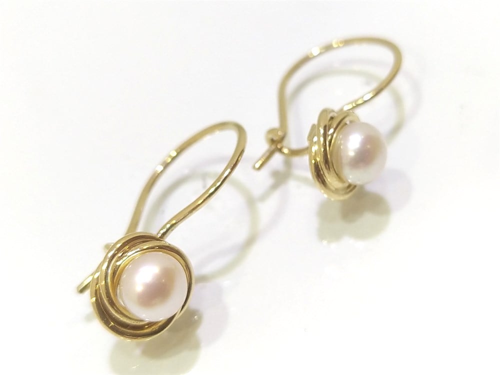 Olimpiyat  İnci Küpe 14 Ayar Altın