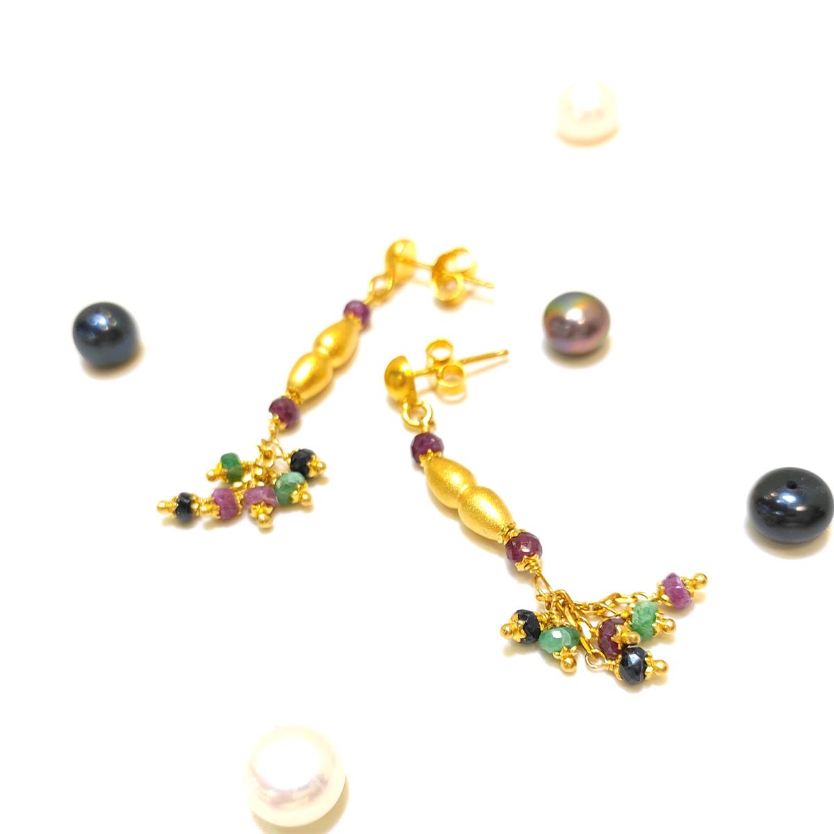 Otantik Has Taşlı Vidalı Sallanan Küpe 14 Ayar Altın HD VİDEOLU