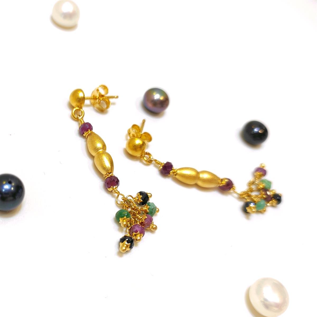 Otantik Has Taşlı Vidalı Sallanan Küpe 14 Ayar Altın HD VİDEOLU