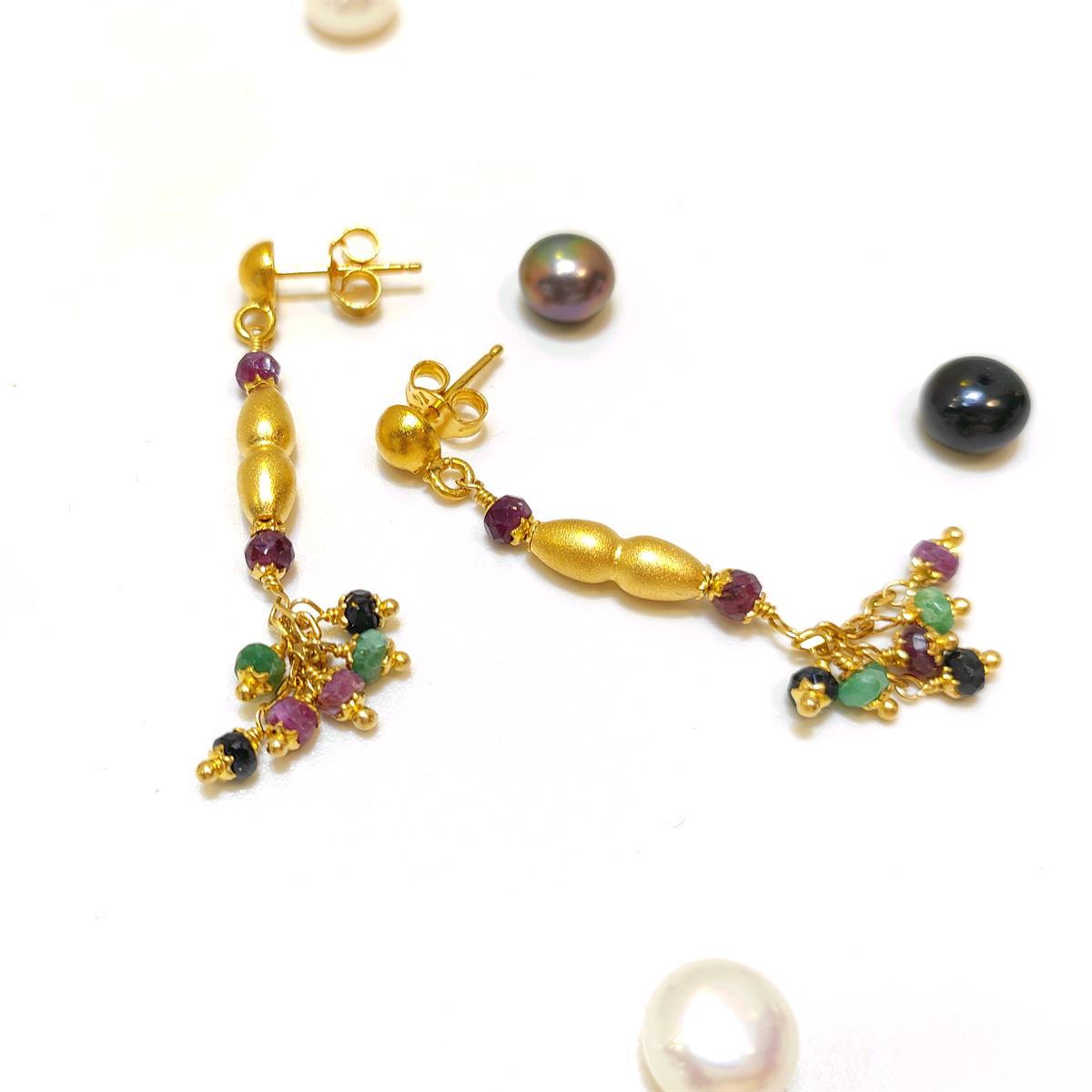 Otantik Has Taşlı Vidalı Sallanan Küpe 14 Ayar Altın HD VİDEOLU