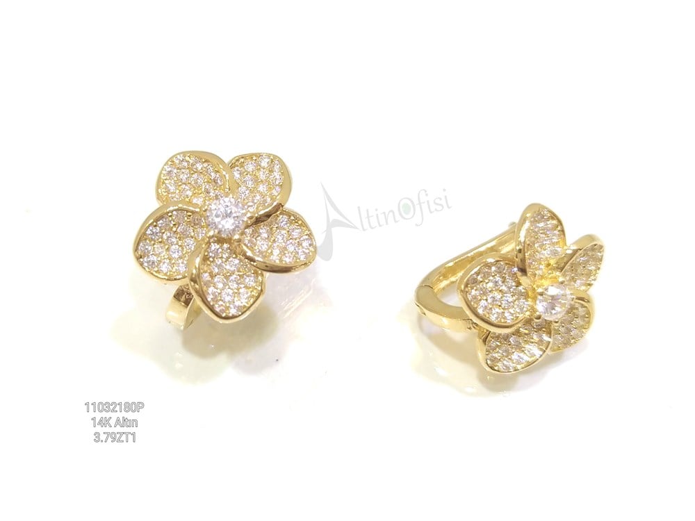 Papatya Küpe  14 Ayar Altın