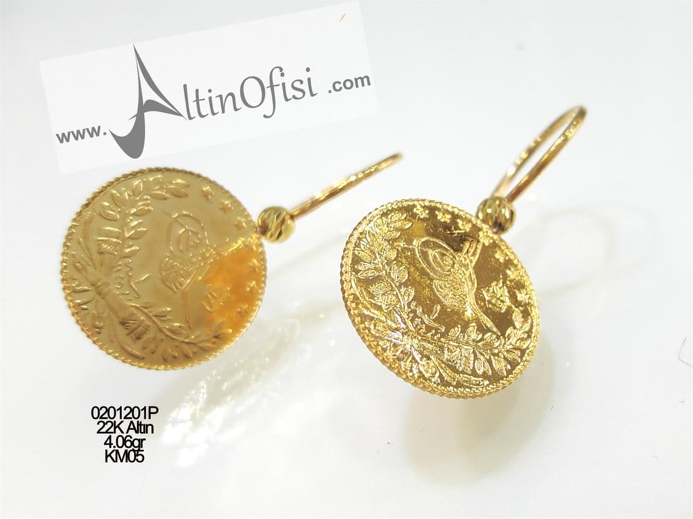 Reşat Çeyrekli Küpe 22 Ayar Altın 