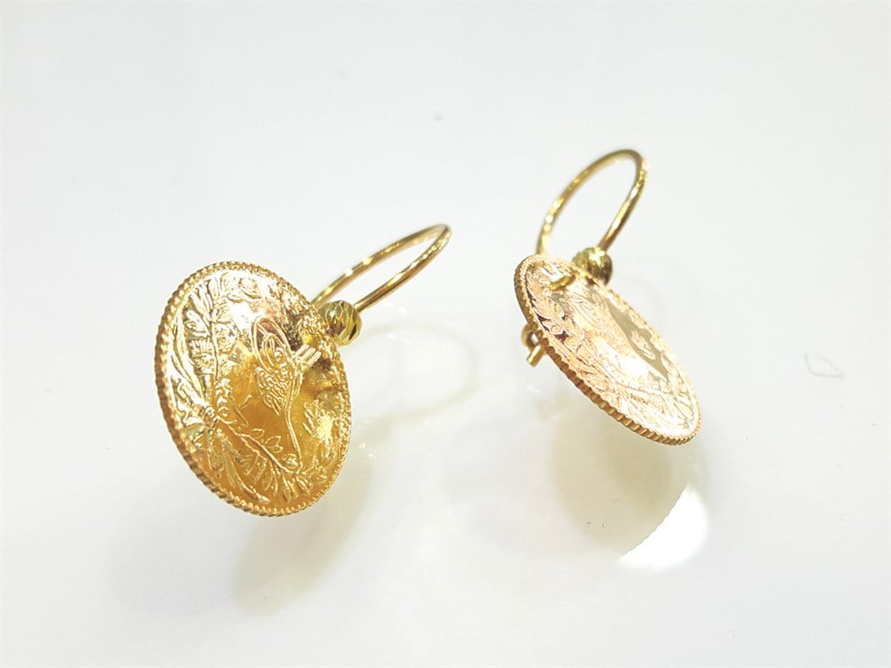 Reşat Çeyrekli Küpe 22 Ayar Altın 