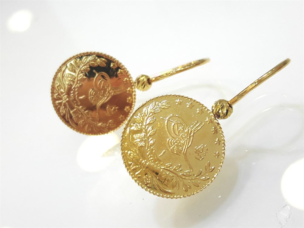 Reşat Çeyrekli Küpe 22 Ayar Altın 