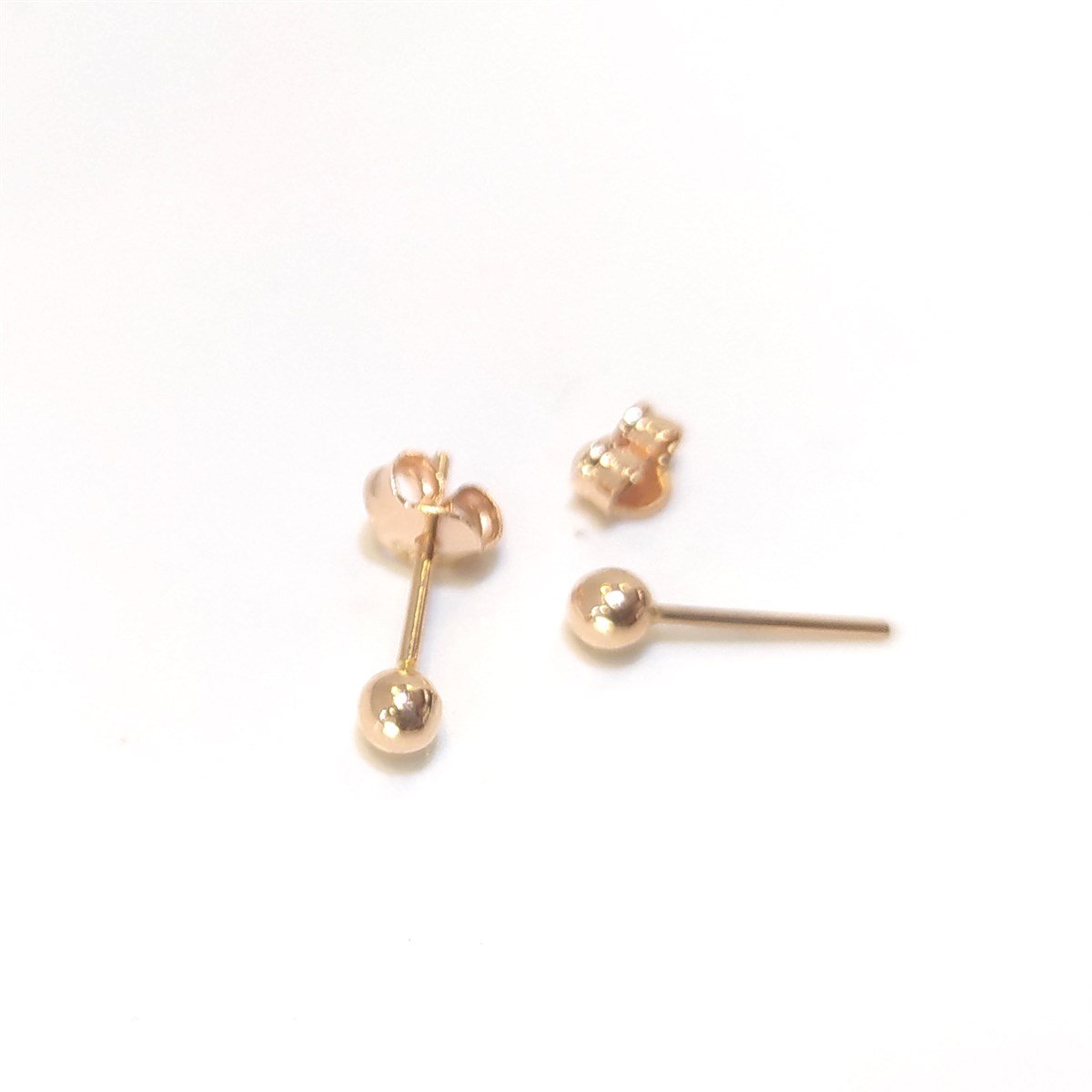 Roze 3,2mm Top Küpe 14 Ayar Altın