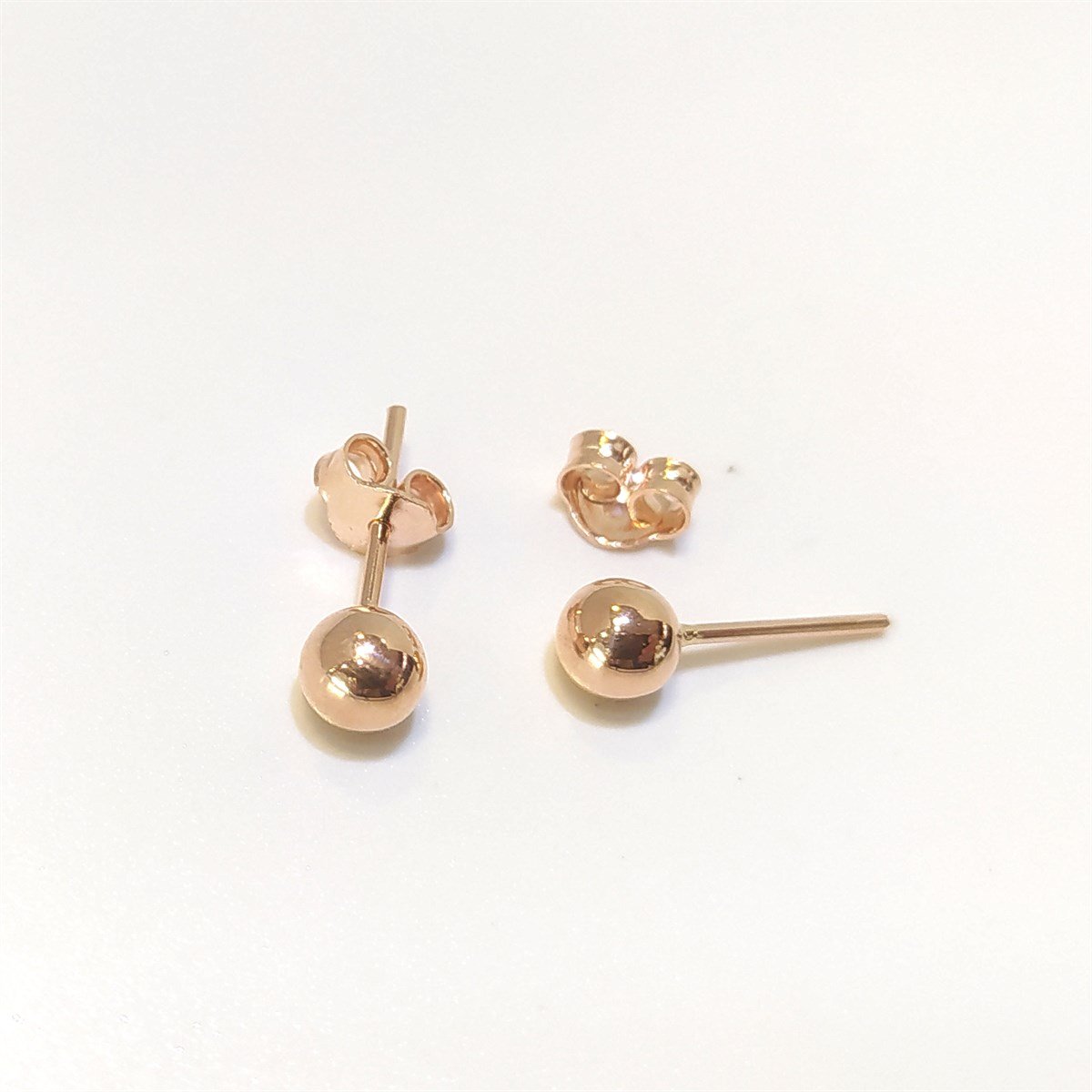 Roze 5mm Top Küpe 14 Ayar Altın