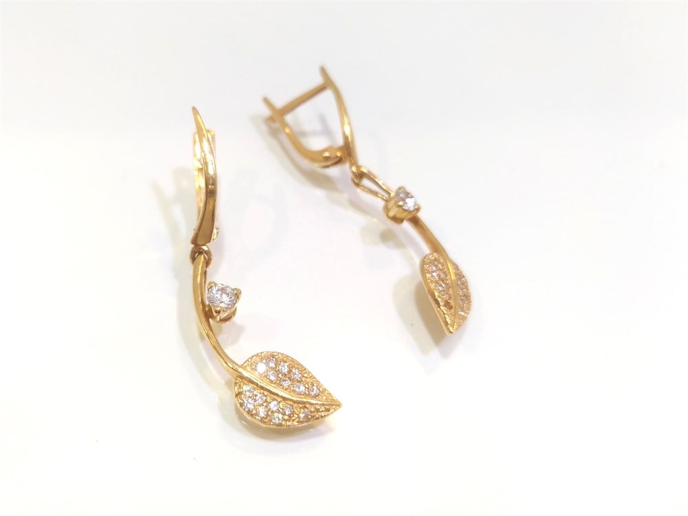 Salanan Yaprak Küpe  14 Ayar Altın