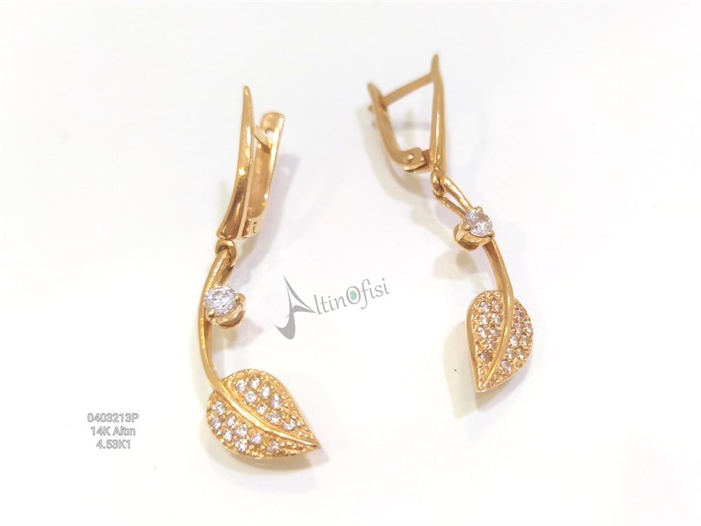 Salanan Yaprak Küpe  14 Ayar Altın