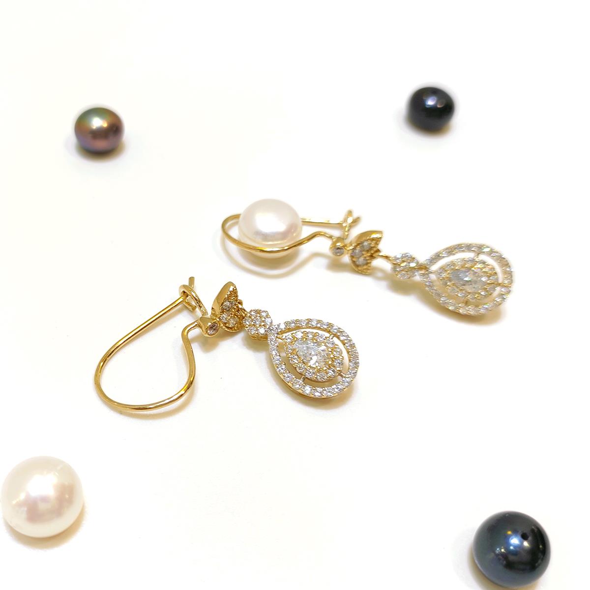 Sallanan Damla Taşlı Küpe 14 Ayar Altın HD VİDEOLU