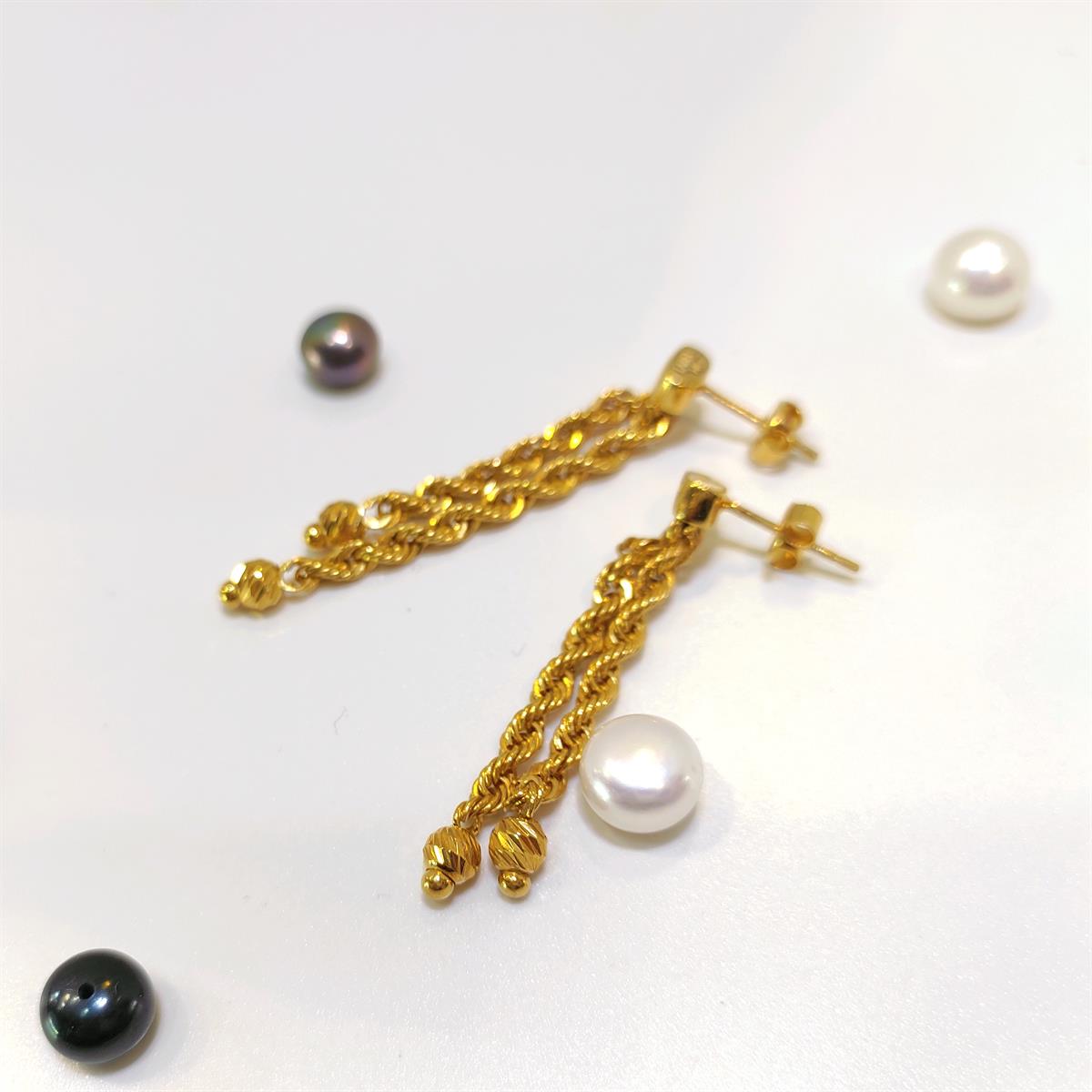 Sallanan Halat Zincir Vidalı Küpe 14 Ayar Altın HD VİDEOLU