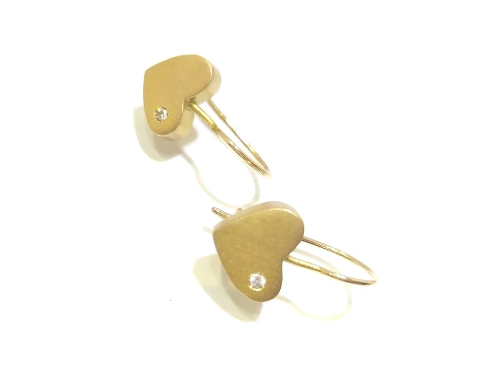 Sallanan Telli  Kalpli Küpe 14 Ayar Altın