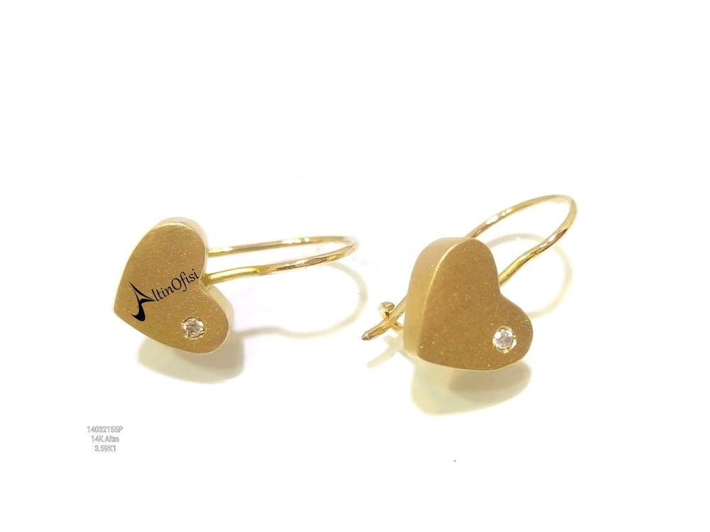 Sallanan Telli  Kalpli Küpe 14 Ayar Altın